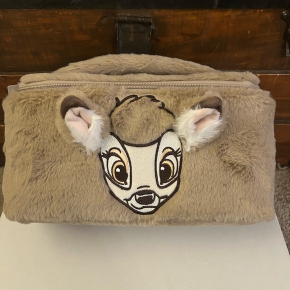Disney Handbags - Disney Parks 2025 Bambi Faux Fur Insultated Lunch / Cosmetic Bag NWT